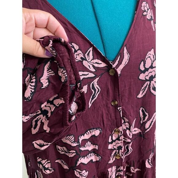 Sonoma 3/4 Sleeve Button Front Maxi Dress Plum Mauve Floral Plus Size 3X - Picture 7 of 12